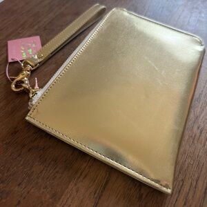 Gold Metallic Wristlet Travel Clutch